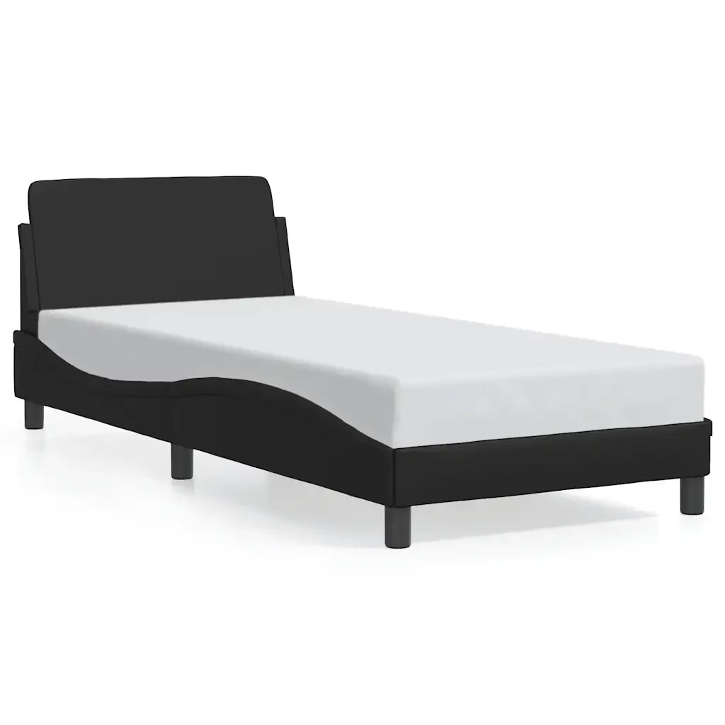 Letto singolo | Letto per adulti | Giroletto Dover Nero 90x190 cm in Similpelle