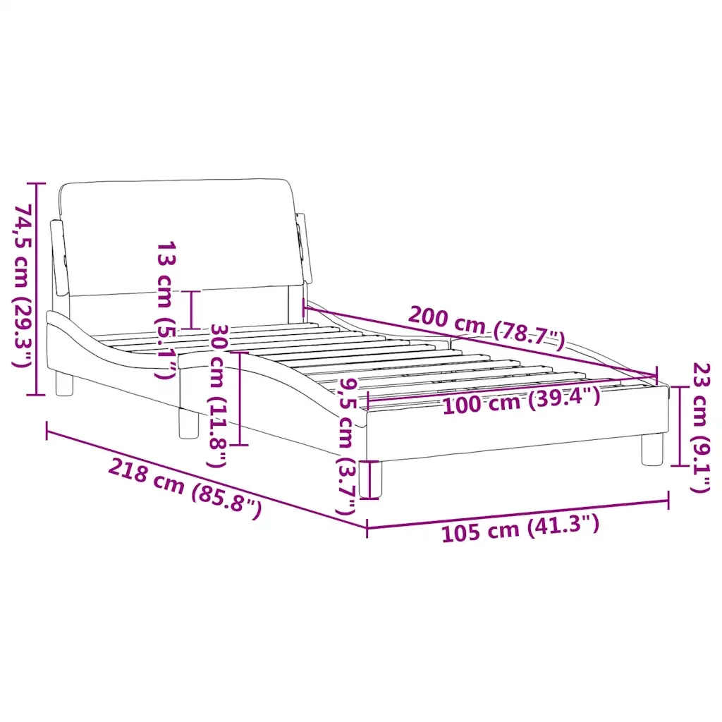 Letto singolo | Letto per adulti | Giroletto Dover Nero e Bianco 100x200 cm in Similpelle - Image 10