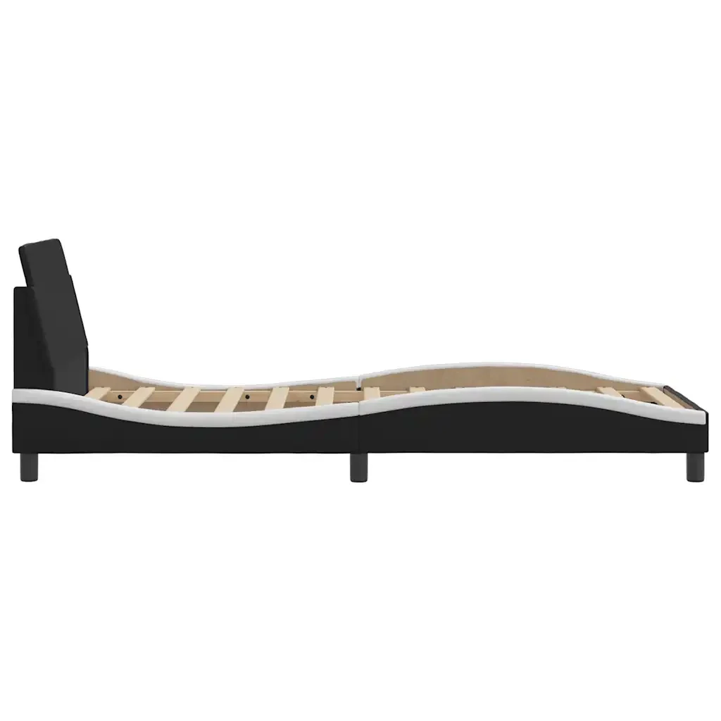 Letto singolo | Letto per adulti | Giroletto Dover Nero e Bianco 80x200 cm in Similpelle - Image 5