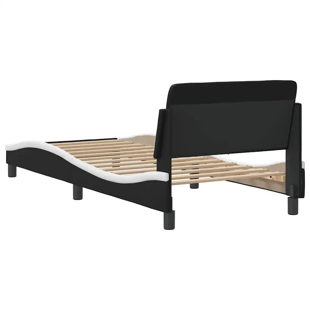 Letto singolo | Letto per adulti | Giroletto Dover Nero e Bianco 80x200 cm in Similpelle - Image 6