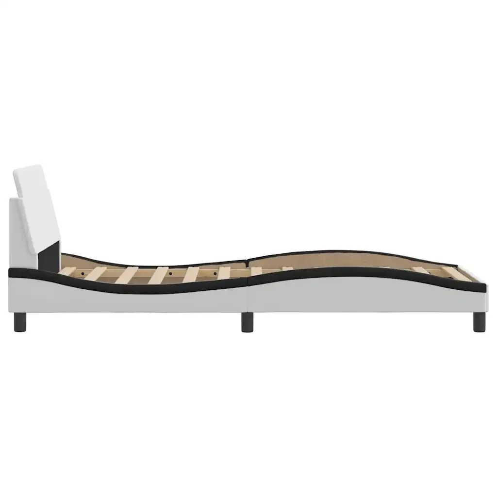 Letto singolo | Letto per adulti | Giroletto Dover Nero e Bianco 90x190 cm in Similpelle - Image 5