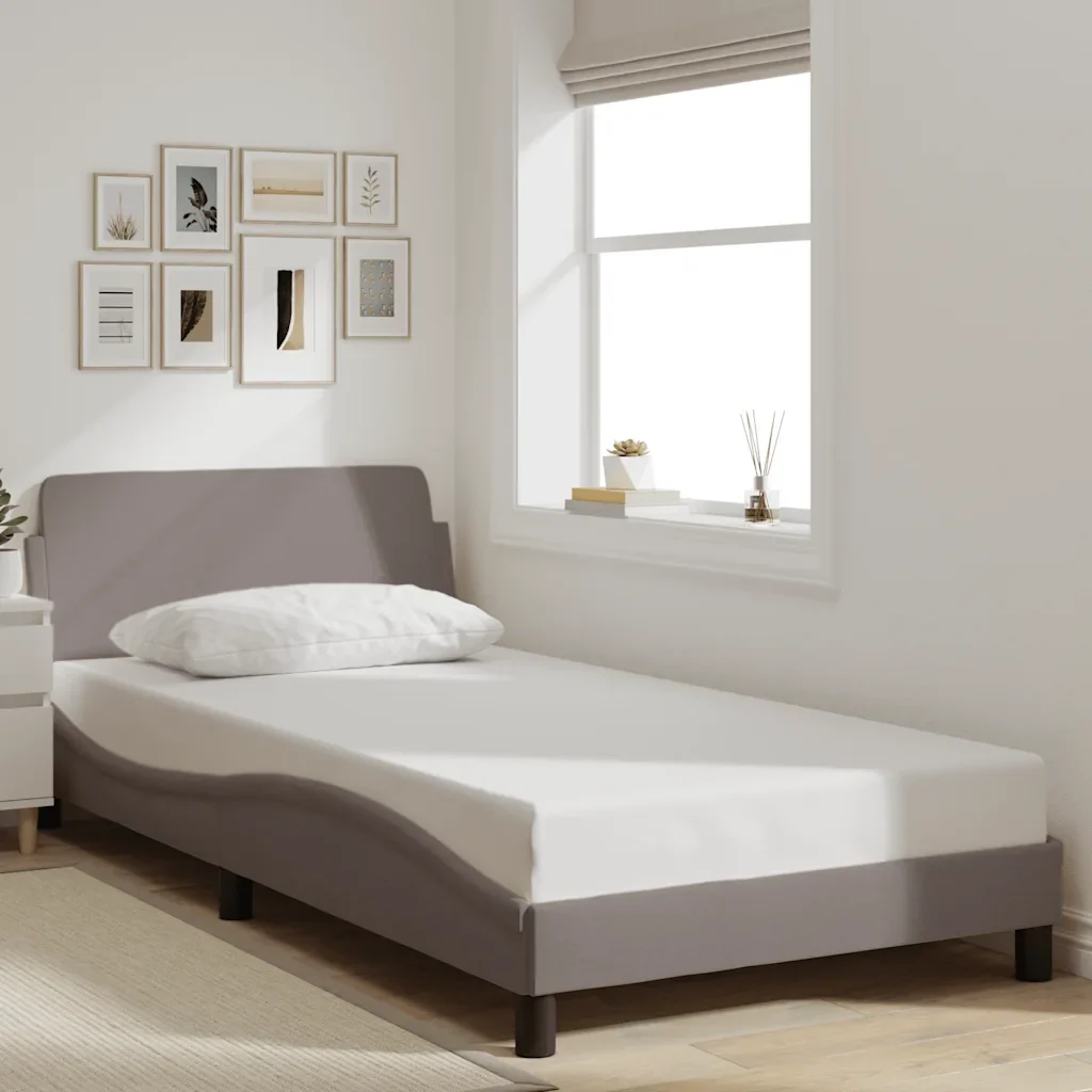 Letto singolo | Letto per adulti | Giroletto Dover Tortora 100x200 cm in Tessuto - Image 2