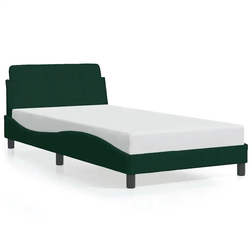 Letto singolo | Letto per adulti | Giroletto Dover Verde Scuro 100x200 cm in Velluto