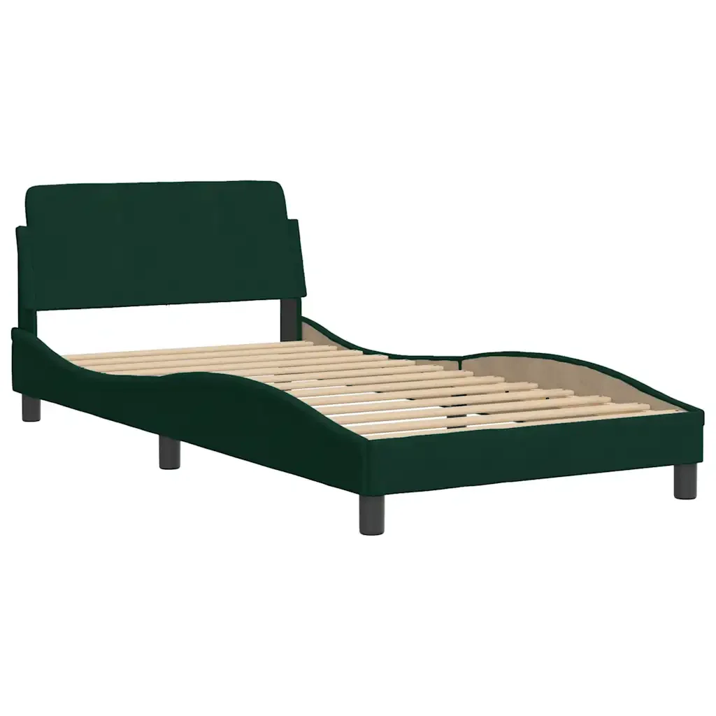 Letto singolo | Letto per adulti | Giroletto Dover Verde Scuro 100x200 cm in Velluto - Image 4