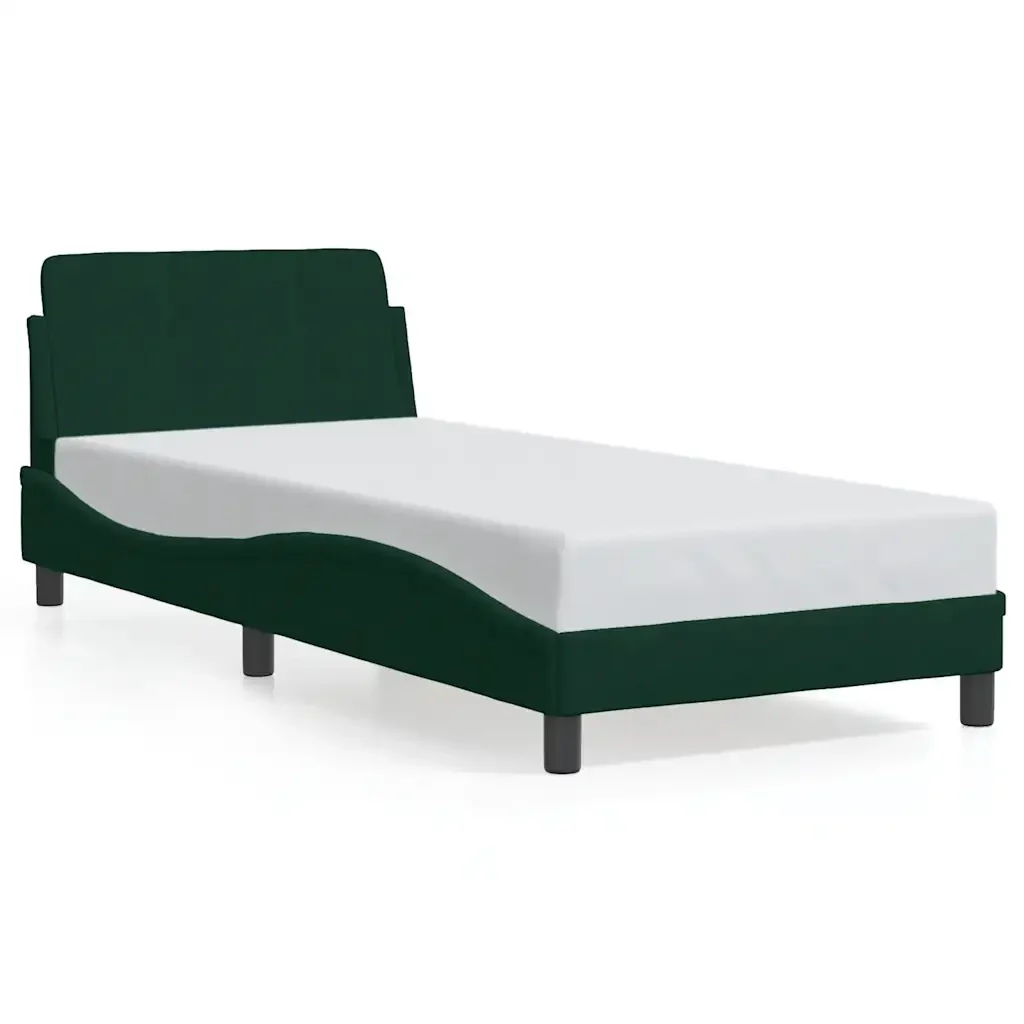 Letto singolo | Letto per adulti | Giroletto Dover Verde Scuro 80x200 cm in Velluto