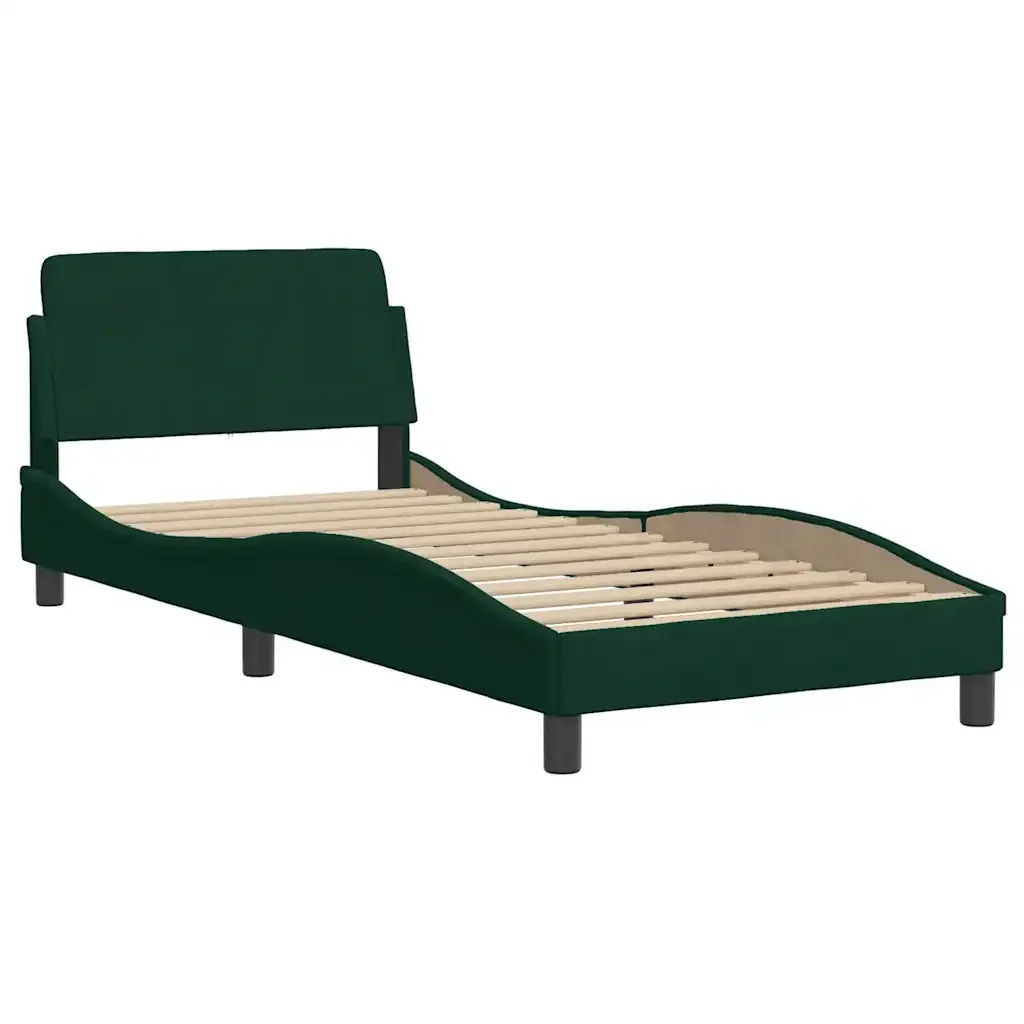 Letto singolo | Letto per adulti | Giroletto Dover Verde Scuro 80x200 cm in Velluto - Image 3