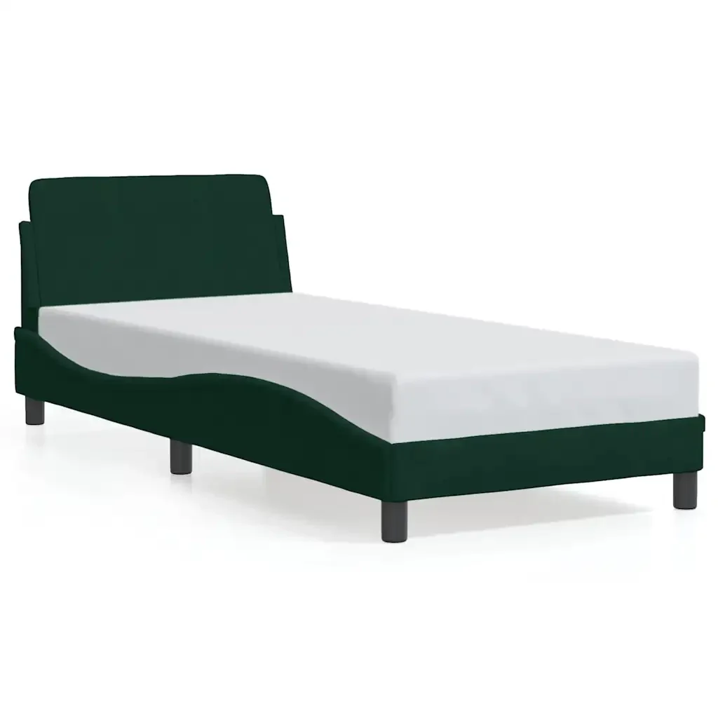 Letto singolo | Letto per adulti | Giroletto Dover Verde Scuro 90x200 cm in Velluto
