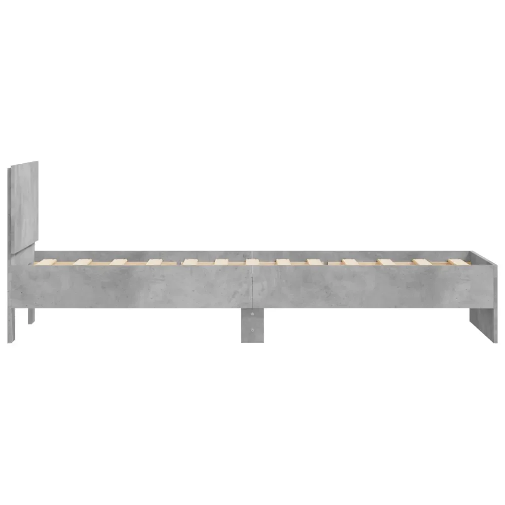 Letto singolo | Letto per adulti | Giroletto e Testiera Grigio Cemento 90x190 cm Legno Multistrato - Image 6
