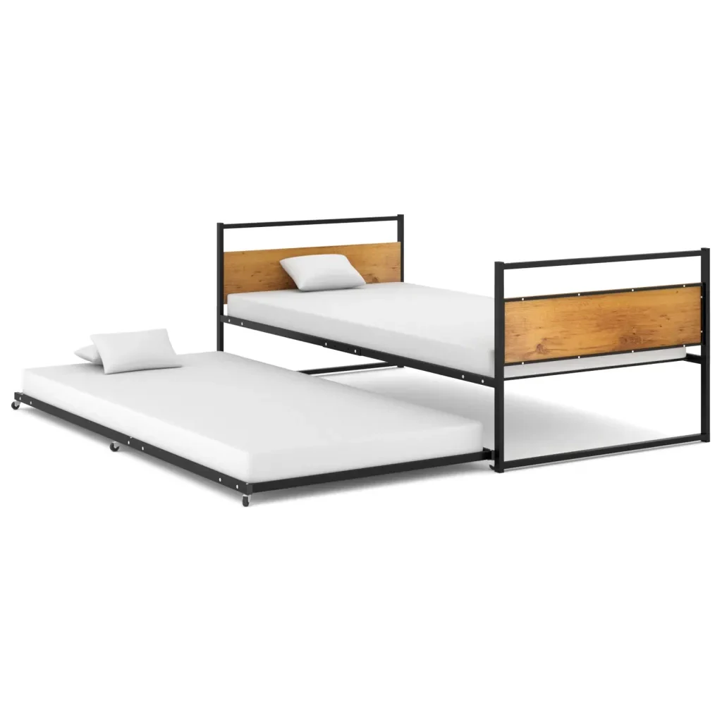 Letto singolo | Letto per adulti | Giroletto Estraibile Nero in Metallo 90x200 cm - Image 2