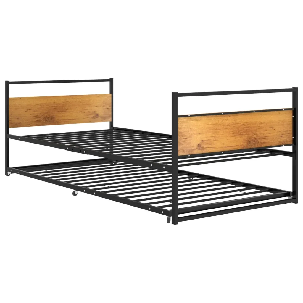 Letto singolo | Letto per adulti | Giroletto Estraibile Nero in Metallo 90x200 cm - Image 4