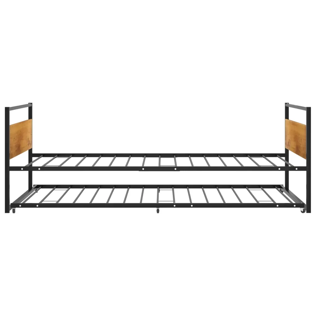 Letto singolo | Letto per adulti | Giroletto Estraibile Nero in Metallo 90x200 cm - Image 5