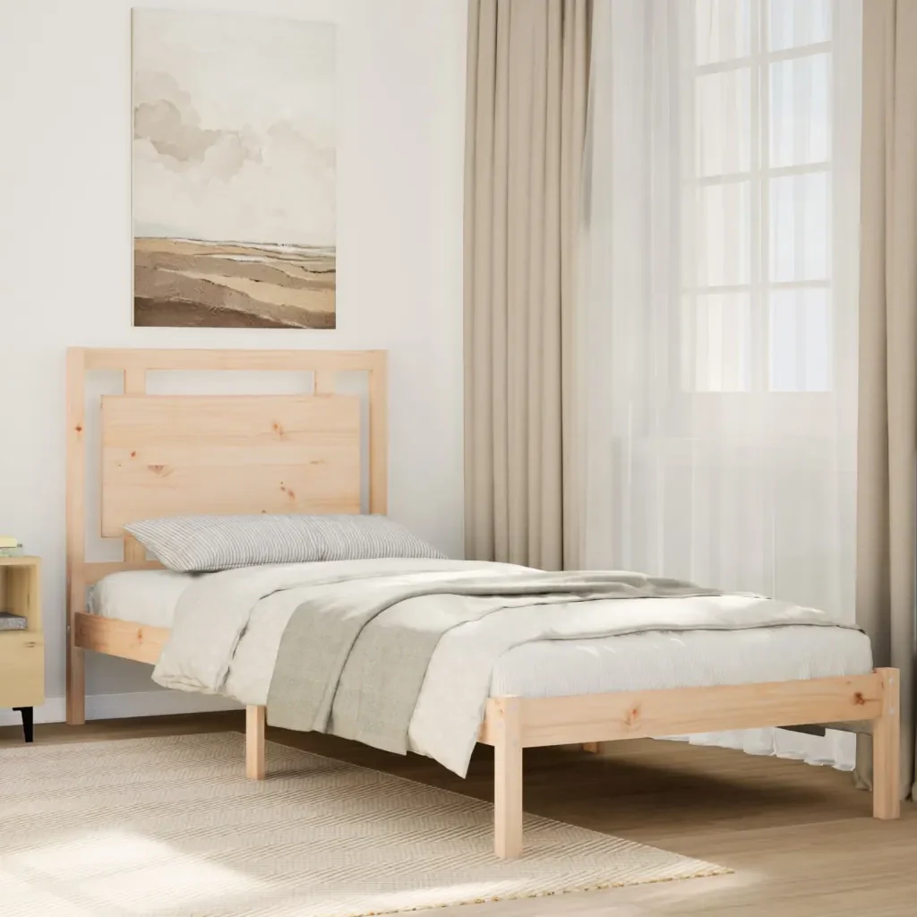 Letto singolo | Letto per adulti | Giroletto Extra Lungo senza Materasso 100x220 cm Legno Massello - Image 2