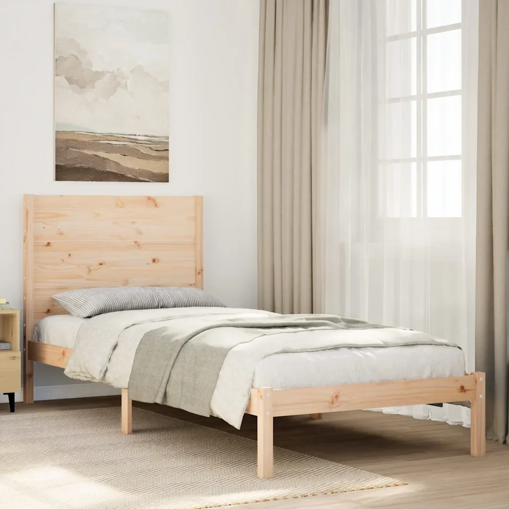 Letto singolo | Letto per adulti | Giroletto Extra Lungo senza Materasso 90x210 cm Legno Massello - Image 2