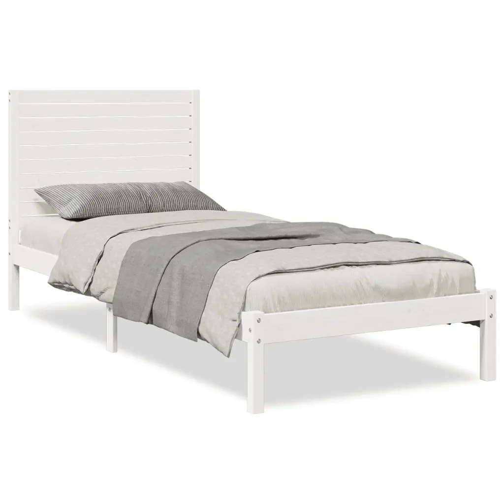 Letto singolo | Letto per adulti | Giroletto Extra Lungo senza Materasso Bianco 90x210 cm Massello
