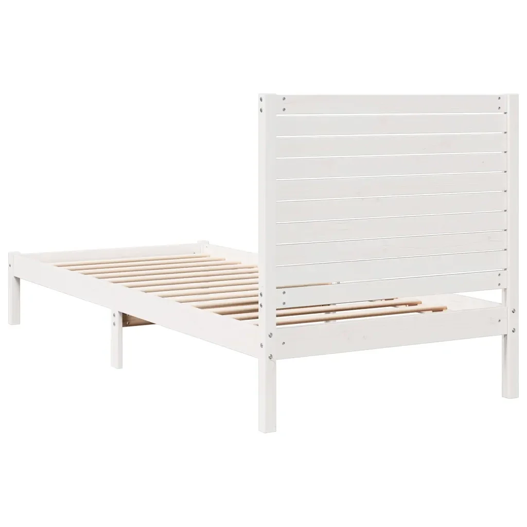 Letto singolo | Letto per adulti | Giroletto Extra Lungo senza Materasso Bianco 90x210 cm Massello - Image 6