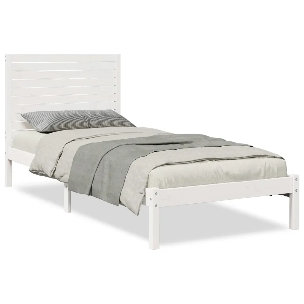 Letto singolo | Letto per adulti | Giroletto Extra Lungo senza Materasso Bianco 90x220 cm Massello