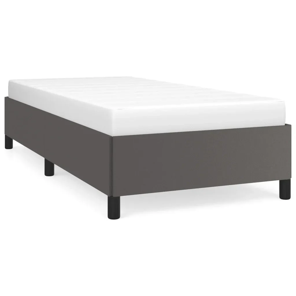 Letto singolo | Letto per adulti | Giroletto Grigio 80x200 cm in Similpelle