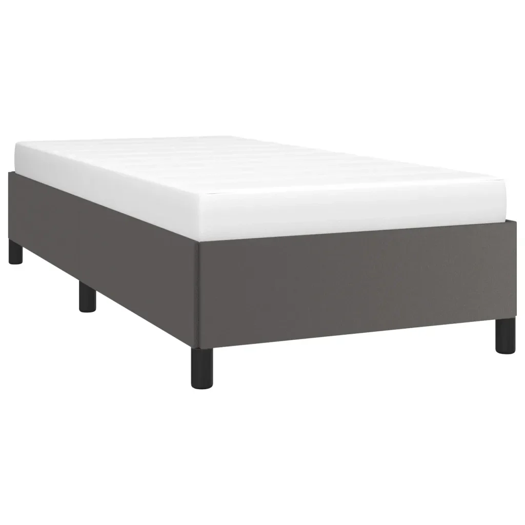 Letto singolo | Letto per adulti | Giroletto Grigio 80x200 cm in Similpelle - Image 4