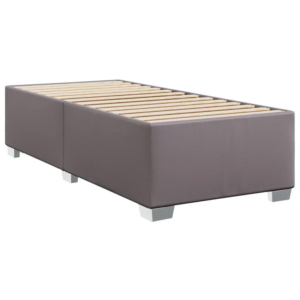 Letto singolo | Letto per adulti | Giroletto Grigio 80x200 cm in Similpelle - Image 4