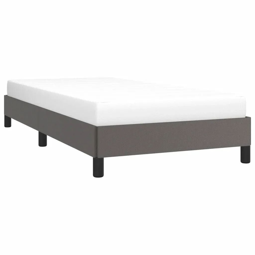 Letto singolo | Letto per adulti | Giroletto Grigio 90x190 cm in Similpelle - Image 3