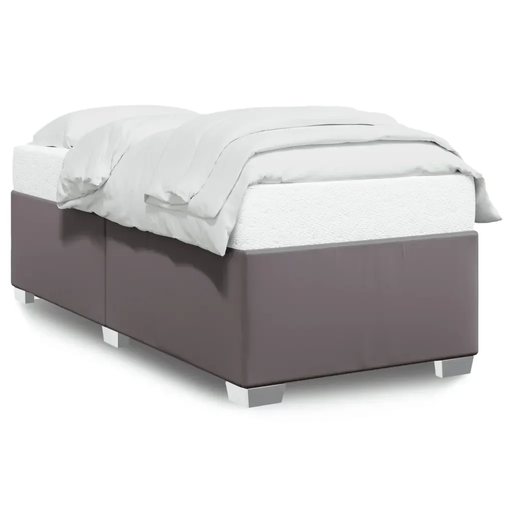 Letto singolo | Letto per adulti | Giroletto Grigio 90x190 cm in Similpelle