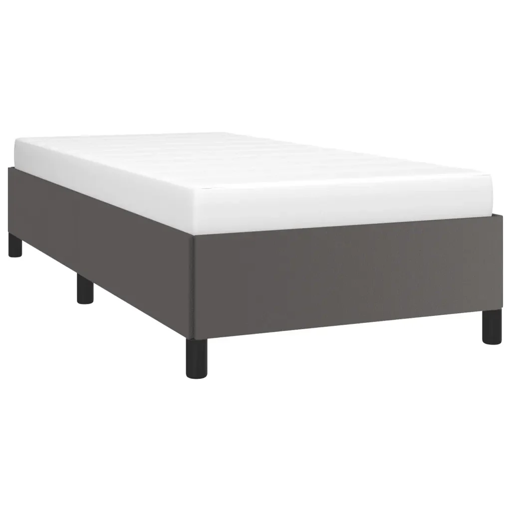 Letto singolo | Letto per adulti | Giroletto Grigio 90x190 cm in Similpelle - Image 4