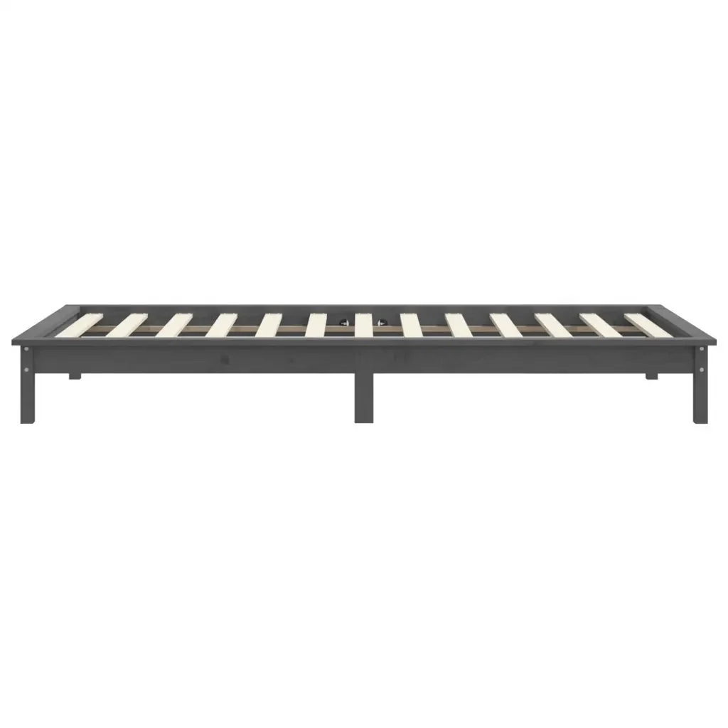 Letto singolo | Letto per adulti | Giroletto Grigio 90x190 cm Single in Legno Massello di Pino - Image 6