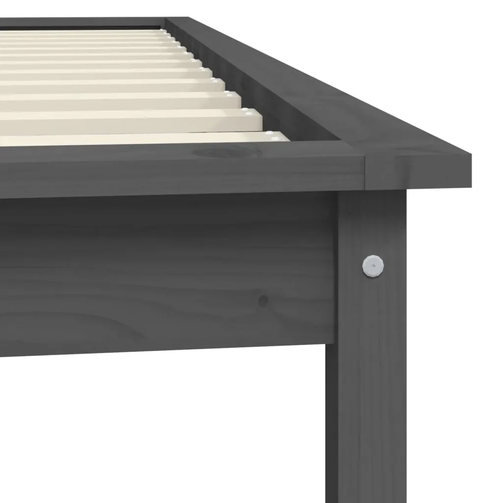 Letto singolo | Letto per adulti | Giroletto Grigio 90x190 cm Single in Legno Massello di Pino - Image 7