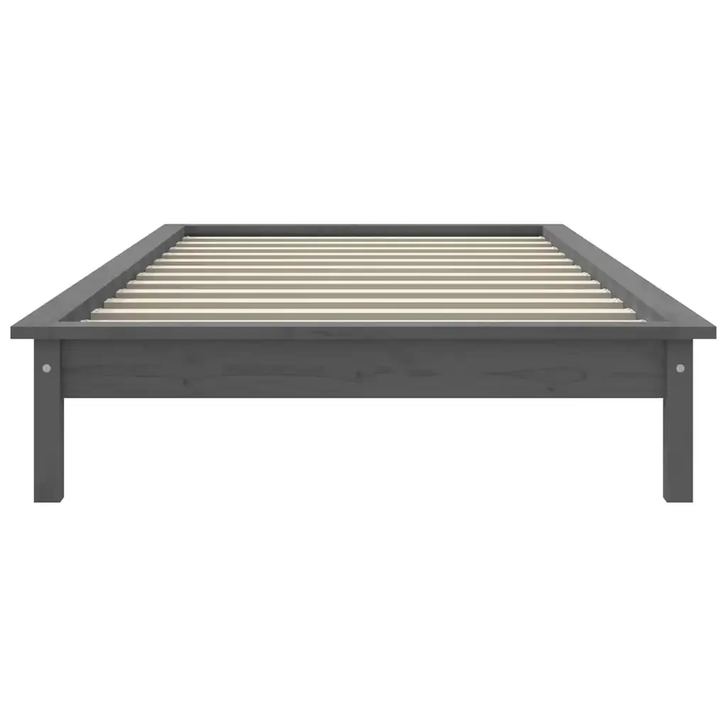 Letto singolo | Letto per adulti | Giroletto Grigio 90x200 cm in Legno Massello di Pino - Image 5