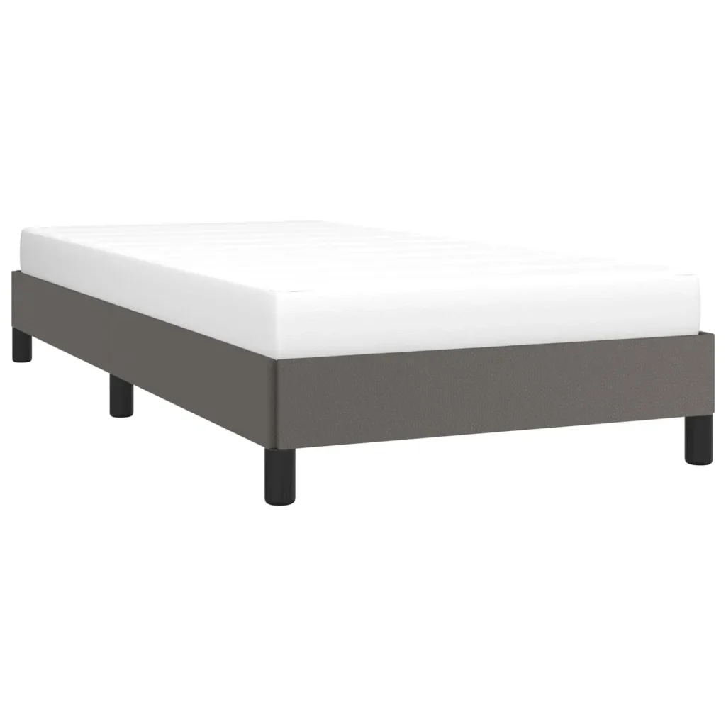 Letto singolo | Letto per adulti | Giroletto Grigio 90x200 cm in Similpelle - Image 3
