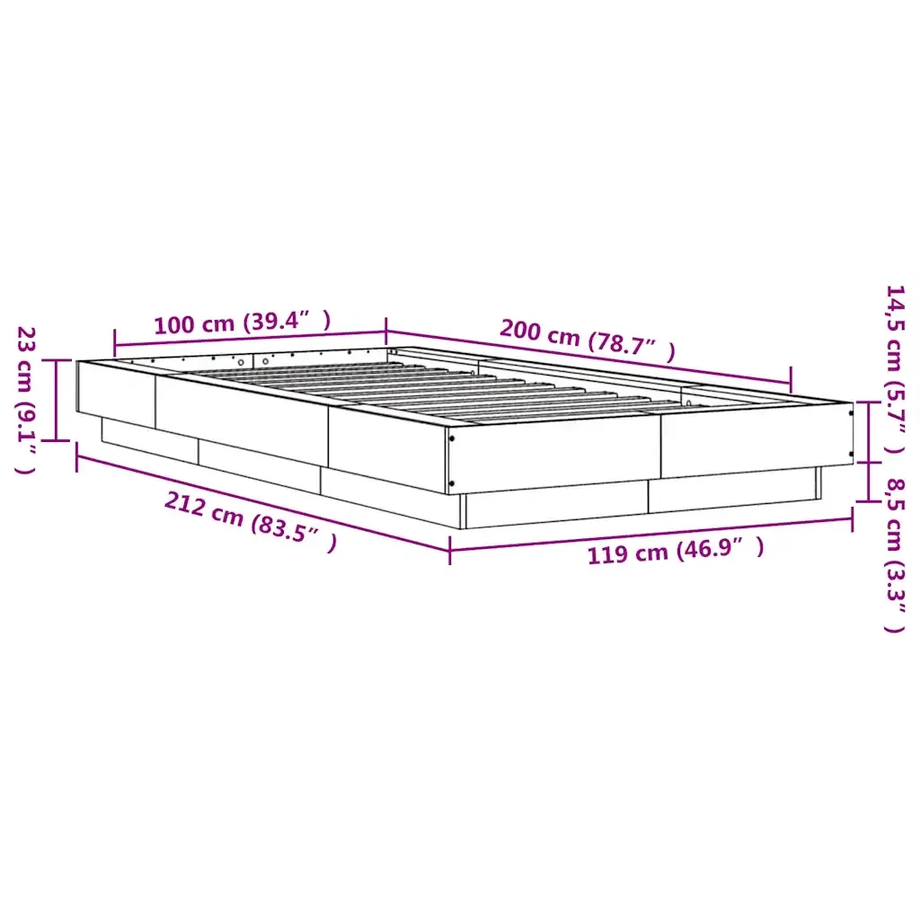 Letto singolo | Letto per adulti | Giroletto Grigio Cemento 100x200 cm in Legno Multistrato - Image 10
