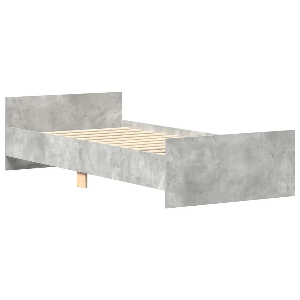 Letto singolo | Letto per adulti | Giroletto Grigio Cemento 100x200 cm in Legno Multistrato - Image 10