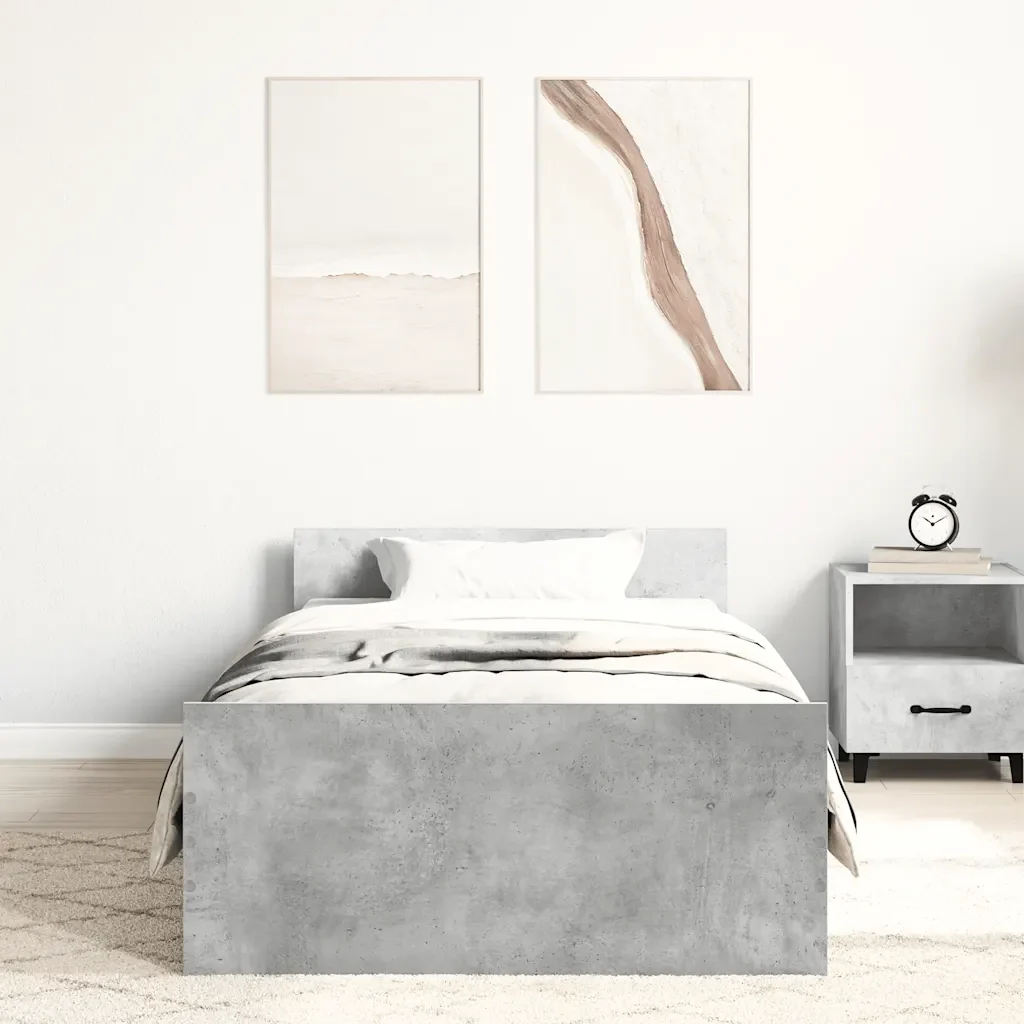 Letto singolo | Letto per adulti | Giroletto Grigio Cemento 100x200 cm in Legno Multistrato - Image 4