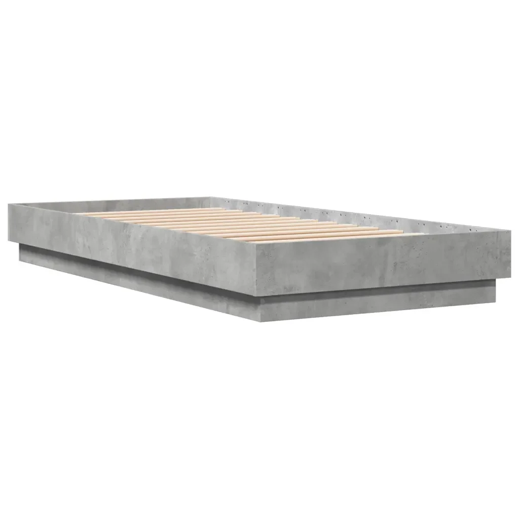 Letto singolo | Letto per adulti | Giroletto Grigio Cemento 100x200 cm in Legno Multistrato - Image 4