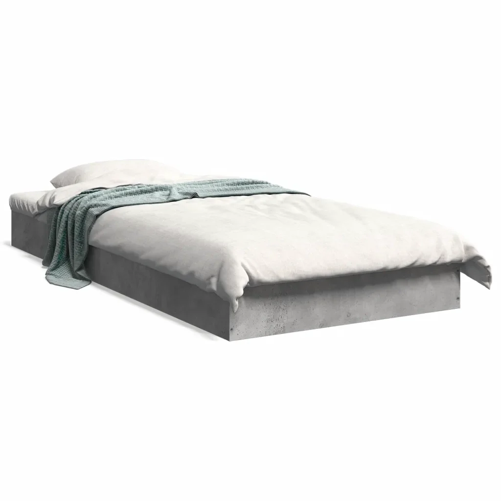 Letto singolo | Letto per adulti | Giroletto Grigio Cemento 75x190 cm in Legno Multistrato