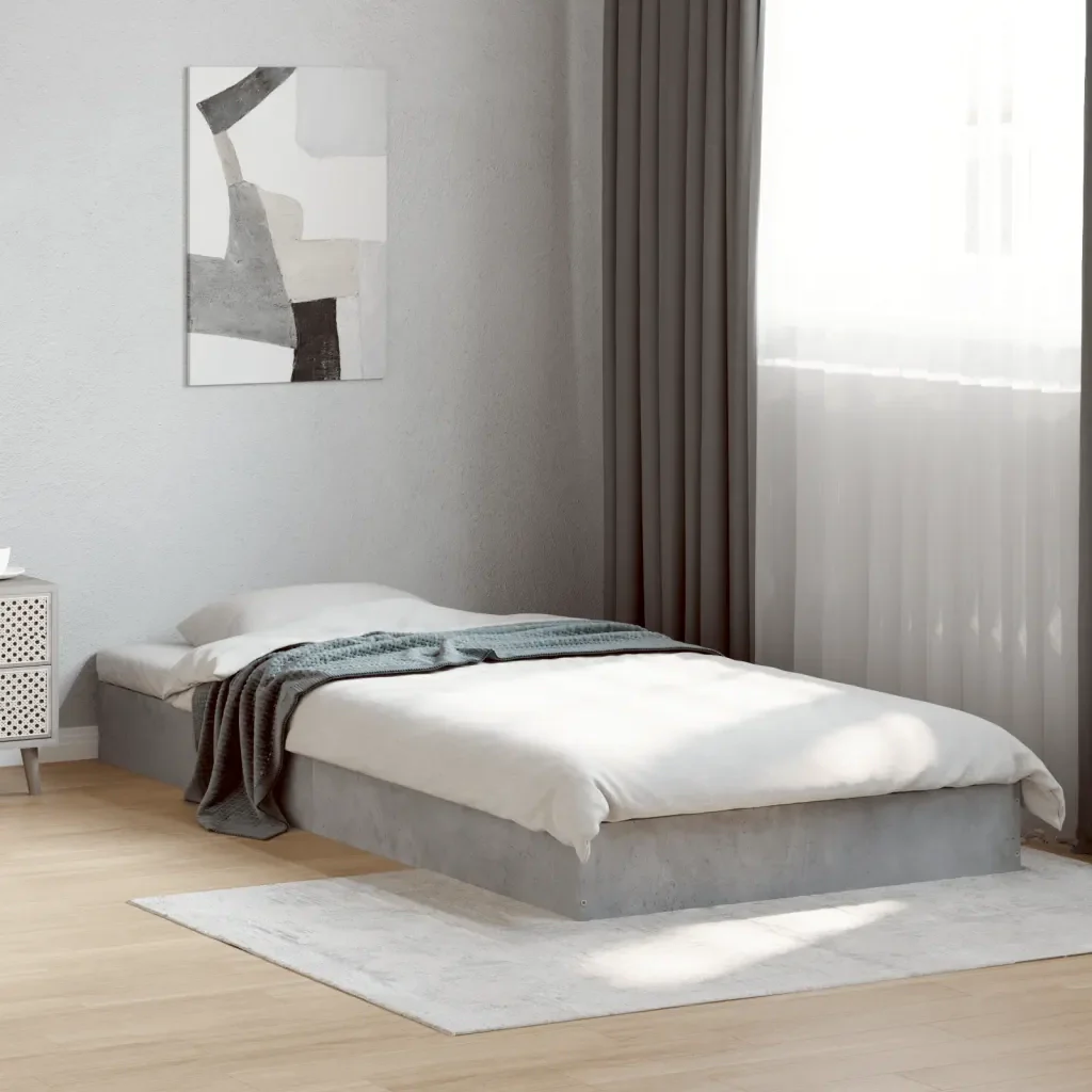Letto singolo | Letto per adulti | Giroletto Grigio Cemento 75x190 cm in Legno Multistrato - Image 2