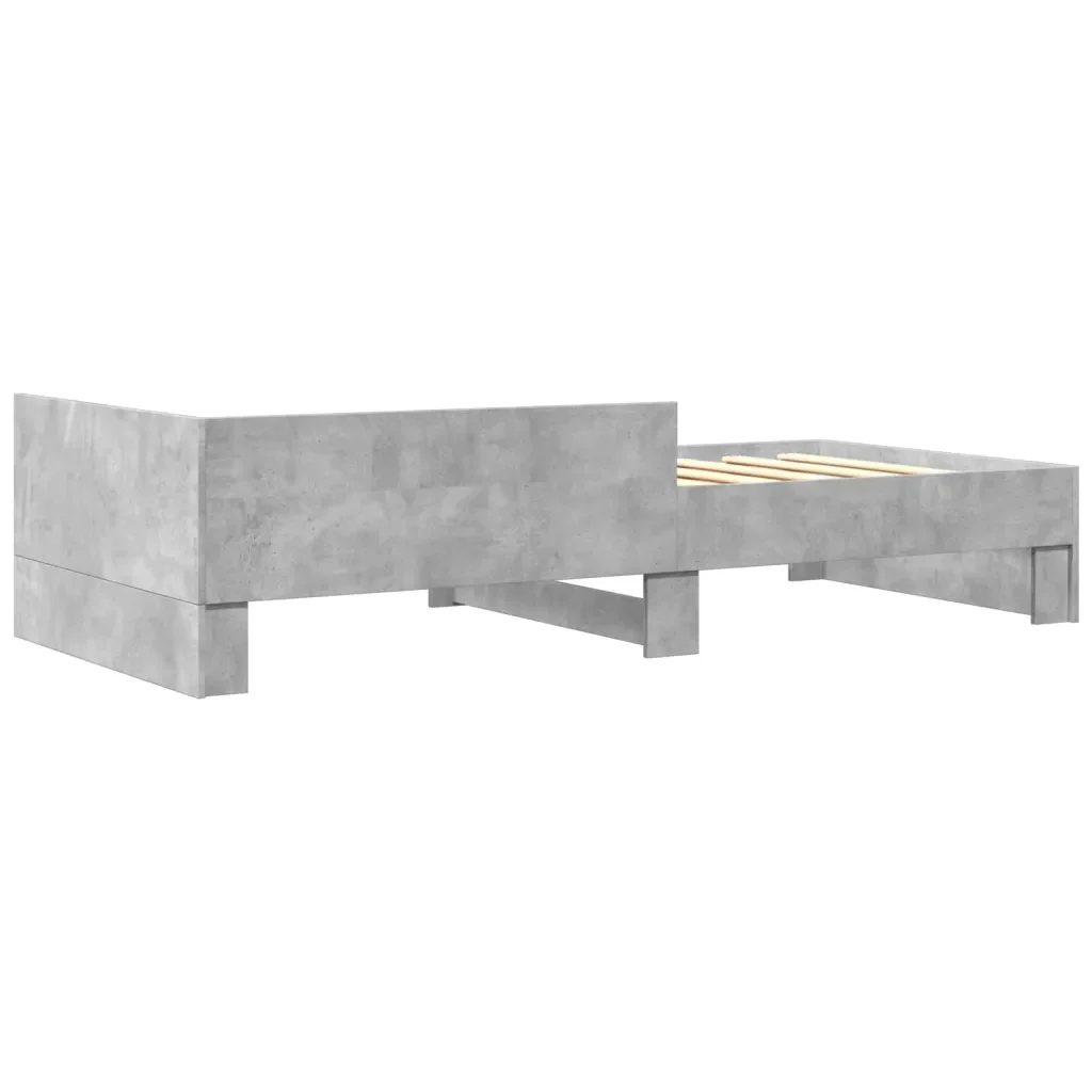 Letto singolo | Letto per adulti | Giroletto Grigio Cemento 75x190 cm in Legno Multistrato - Image 6