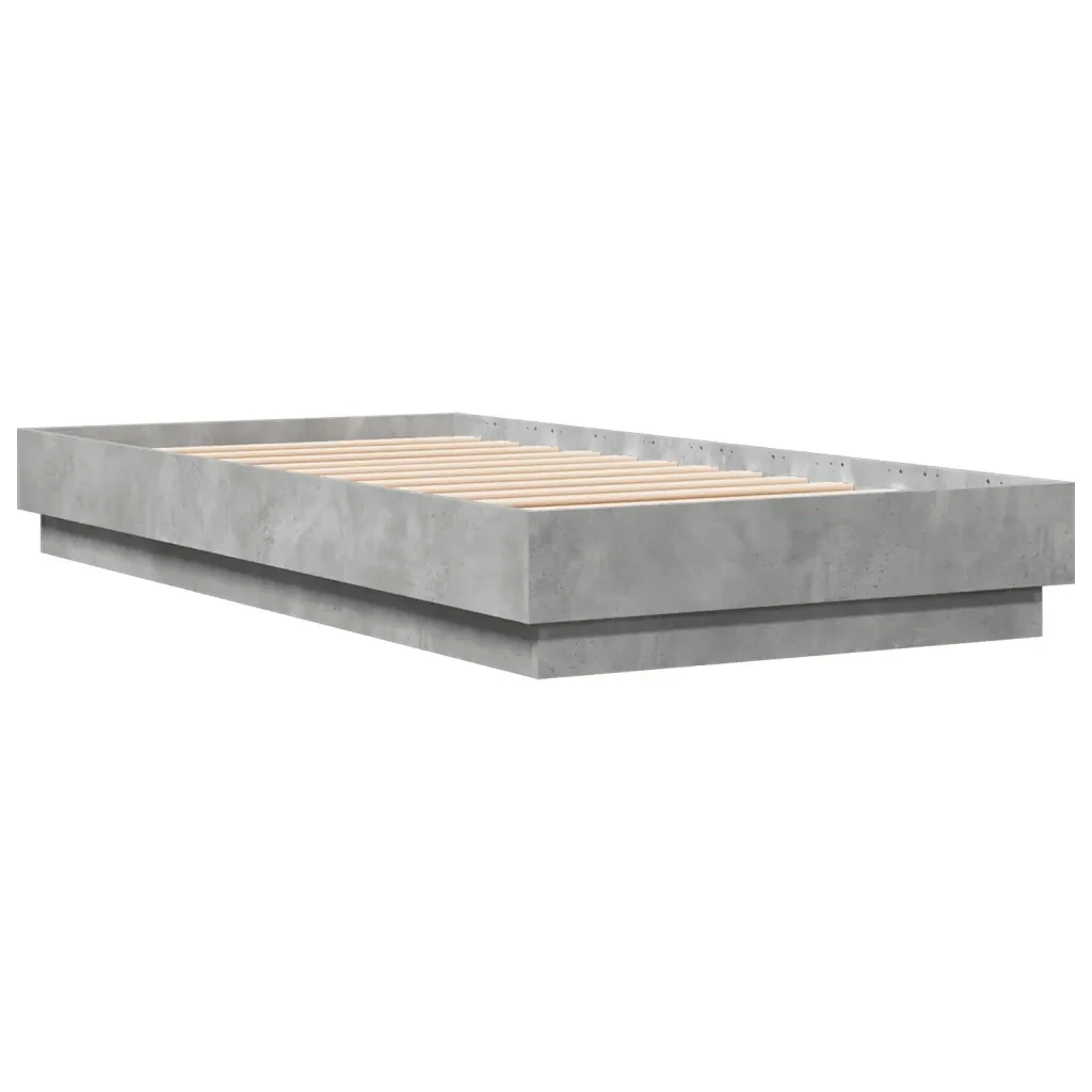 Letto singolo | Letto per adulti | Giroletto Grigio Cemento 75x190 cm in Legno Multistrato - Image 3