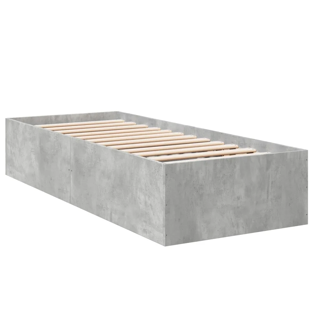 Letto singolo | Letto per adulti | Giroletto Grigio Cemento 75x190 cm in Legno Multistrato - Image 4