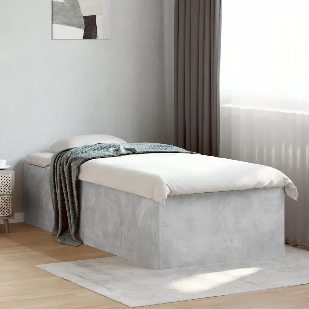 Letto singolo | Letto per adulti | Giroletto Grigio Cemento 75x190 cm in Legno Multistrato - Image 2
