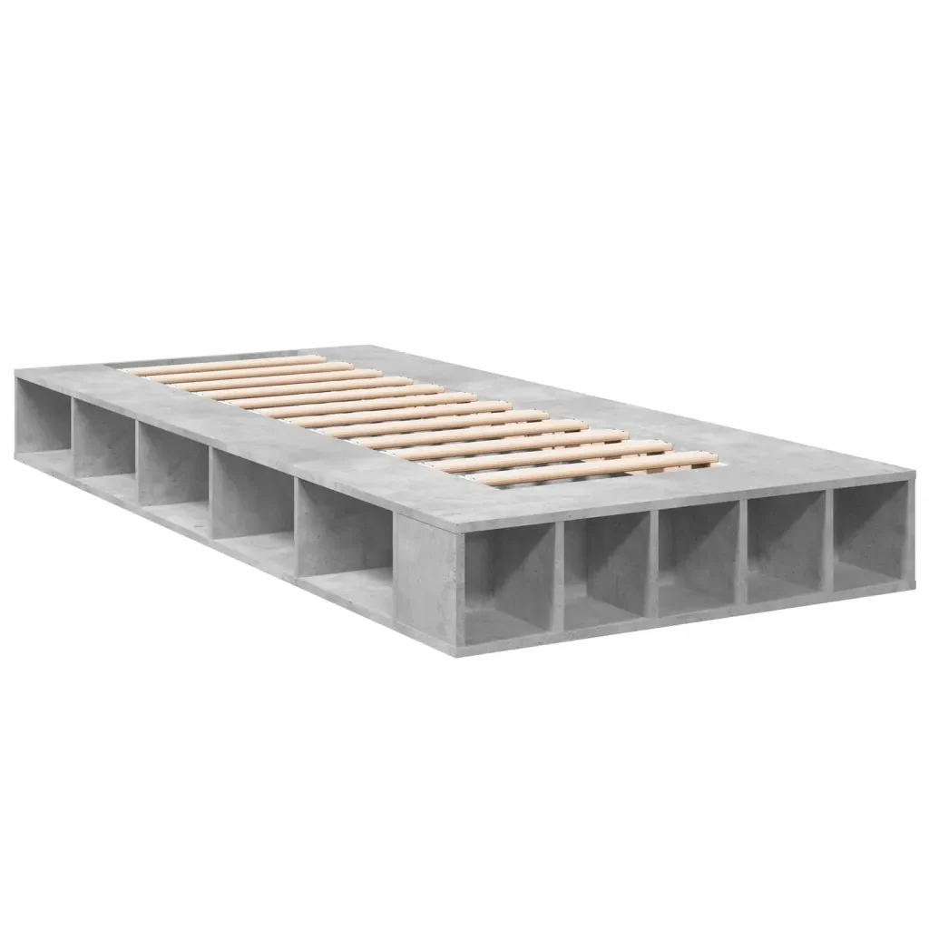 Letto singolo | Letto per adulti | Giroletto Grigio Cemento 90x190 cm in Legno Multistrato - Image 4