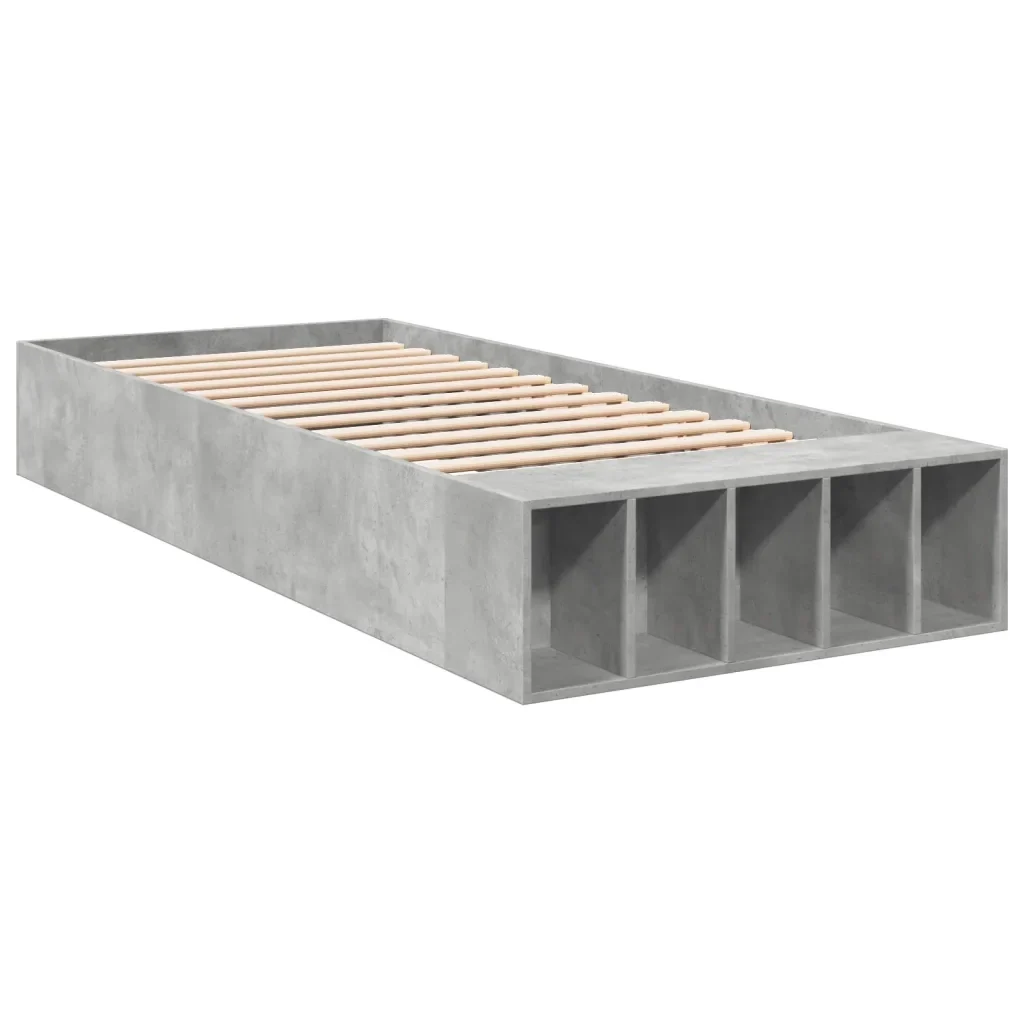 Letto singolo | Letto per adulti | Giroletto Grigio Cemento 90x190 cm in Legno Multistrato - Image 4