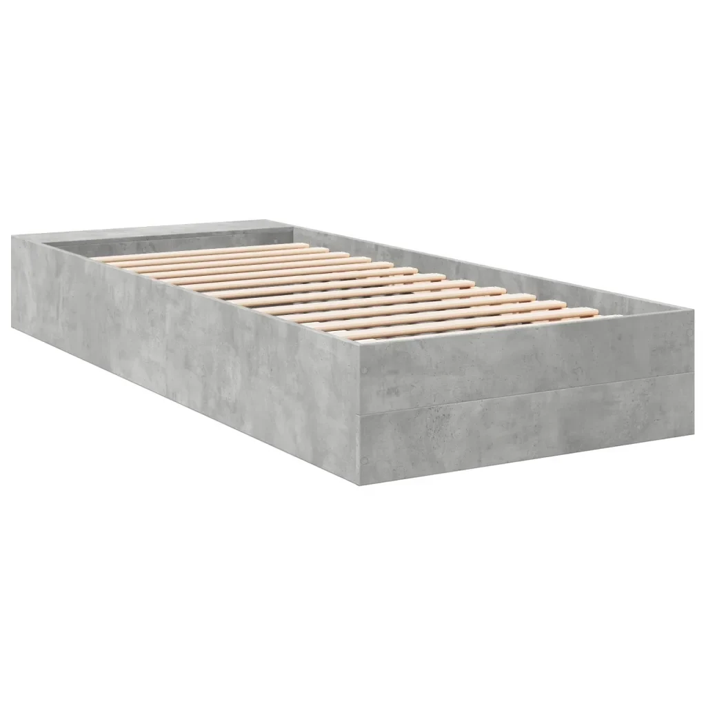 Letto singolo | Letto per adulti | Giroletto Grigio Cemento 90x190 cm in Legno Multistrato - Image 6