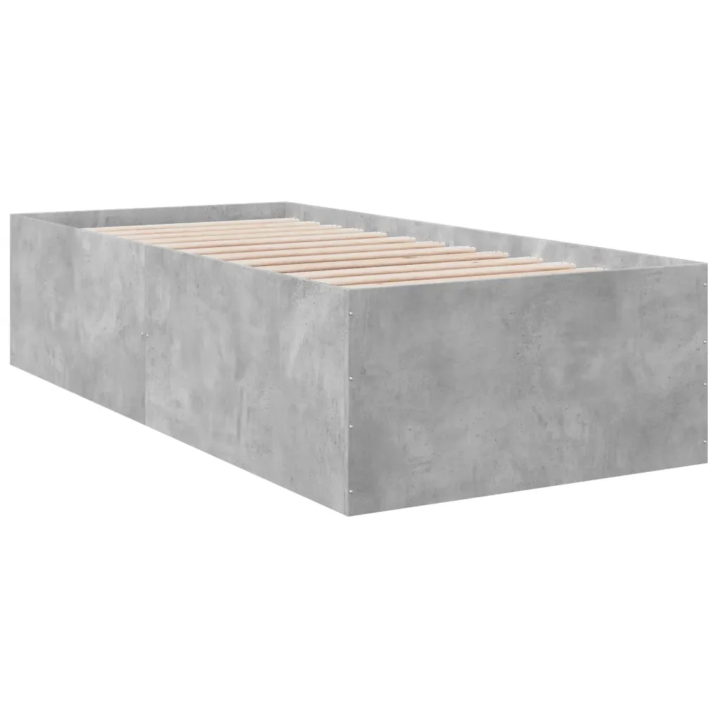 Letto singolo | Letto per adulti | Giroletto Grigio Cemento 90x190 cm in Legno Multistrato - Image 3