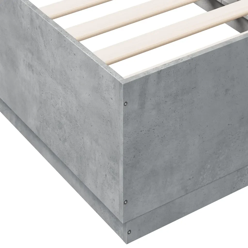 Letto singolo | Letto per adulti | Giroletto Grigio Cemento 90x190 cm in Legno Multistrato - Image 7