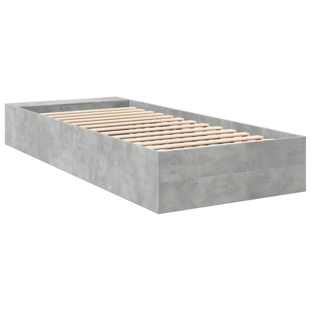Letto singolo | Letto per adulti | Giroletto Grigio Cemento 90x200 cm in Legno Multistrato - Image 6