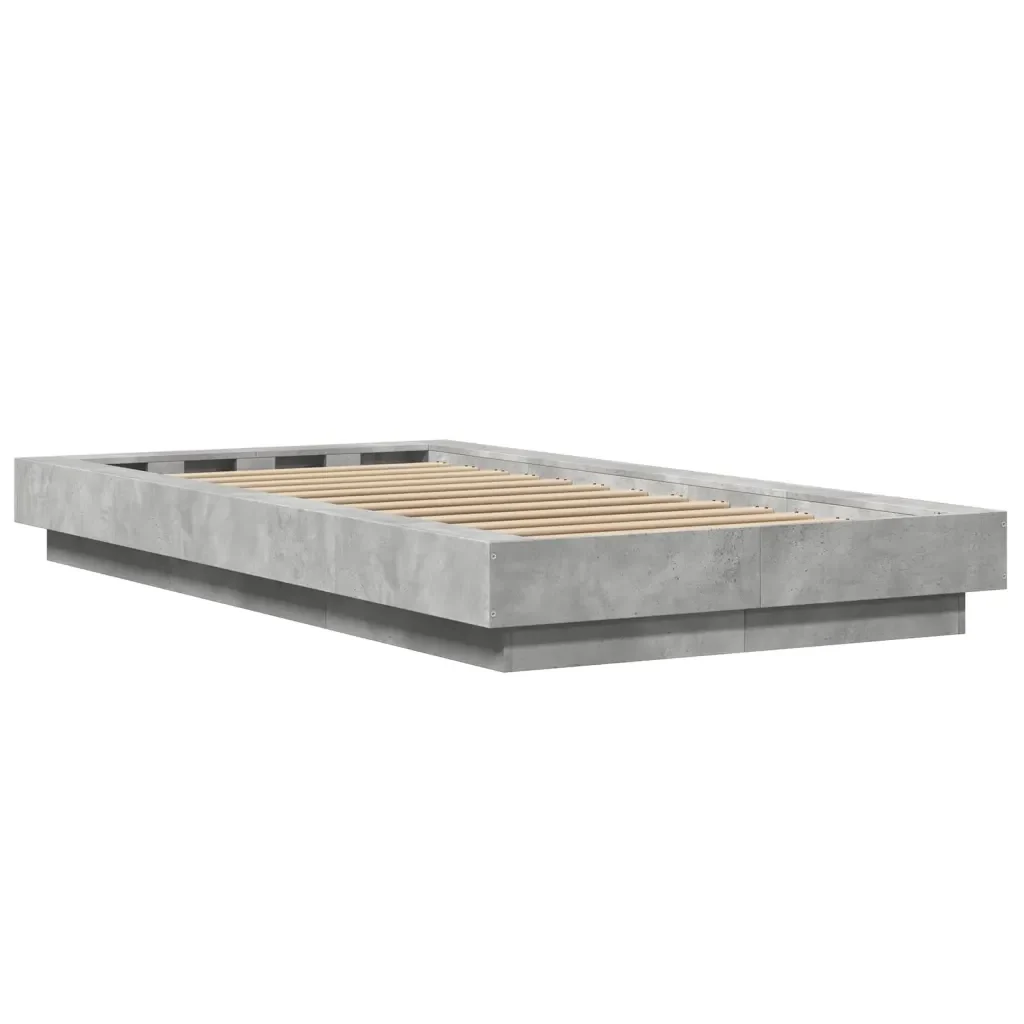 Letto singolo | Letto per adulti | Giroletto Grigio Cemento 90x200 cm in Legno Multistrato - Image 6