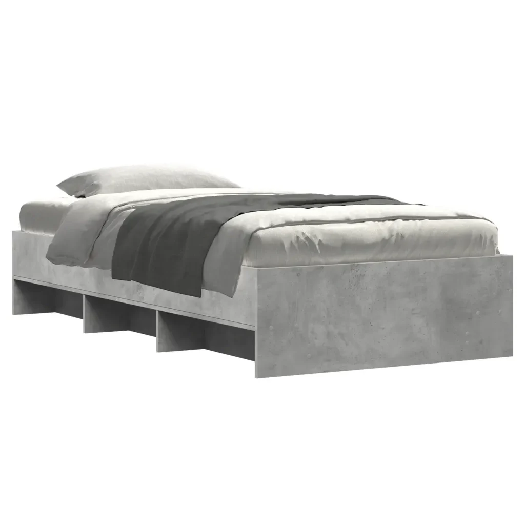 Letto singolo | Letto per adulti | Giroletto Grigio Cemento 90x200 cm in Legno Multistrato - Image 3