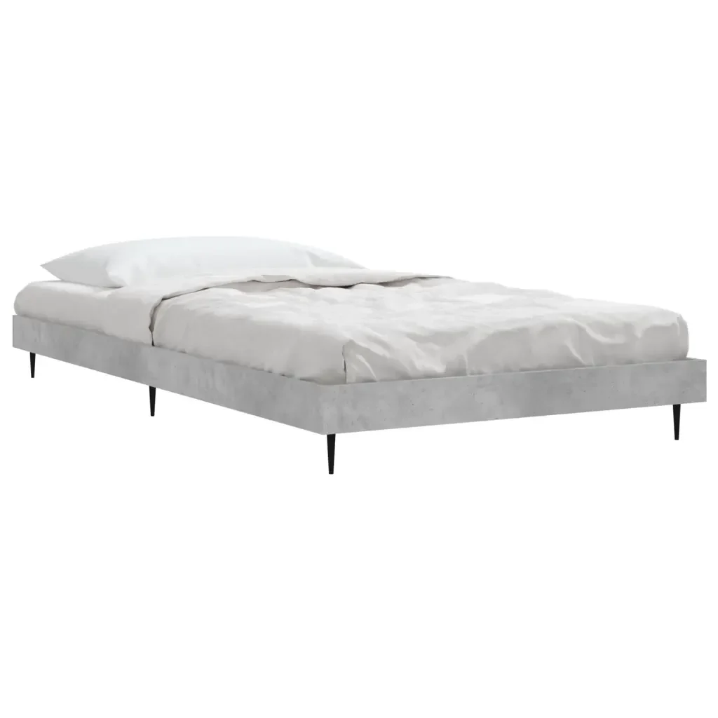 Letto singolo | Letto per adulti | Giroletto Grigio Cemento 90x200 cm in Legno Multistrato - Image 4