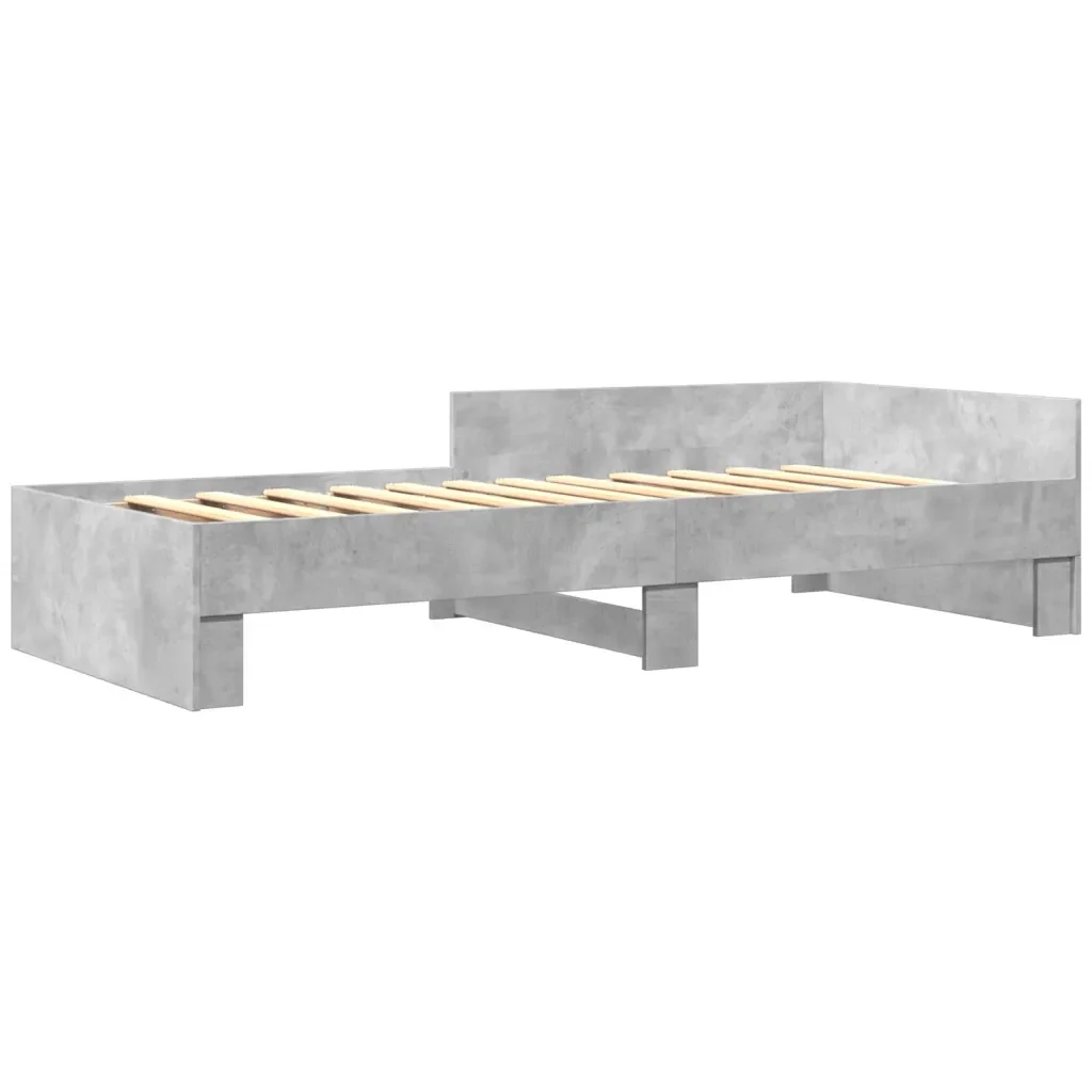 Letto singolo | Letto per adulti | Giroletto Grigio Cemento 90x200 cm in Legno Multistrato - Image 3